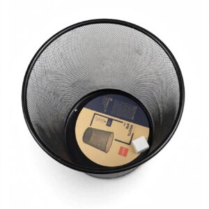 Round Black Metal Mesh Waste Paper Bin