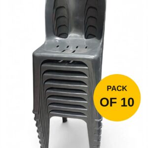 Grey Plastic Stacking Chairs – Heavy Duty (Pack of 10)